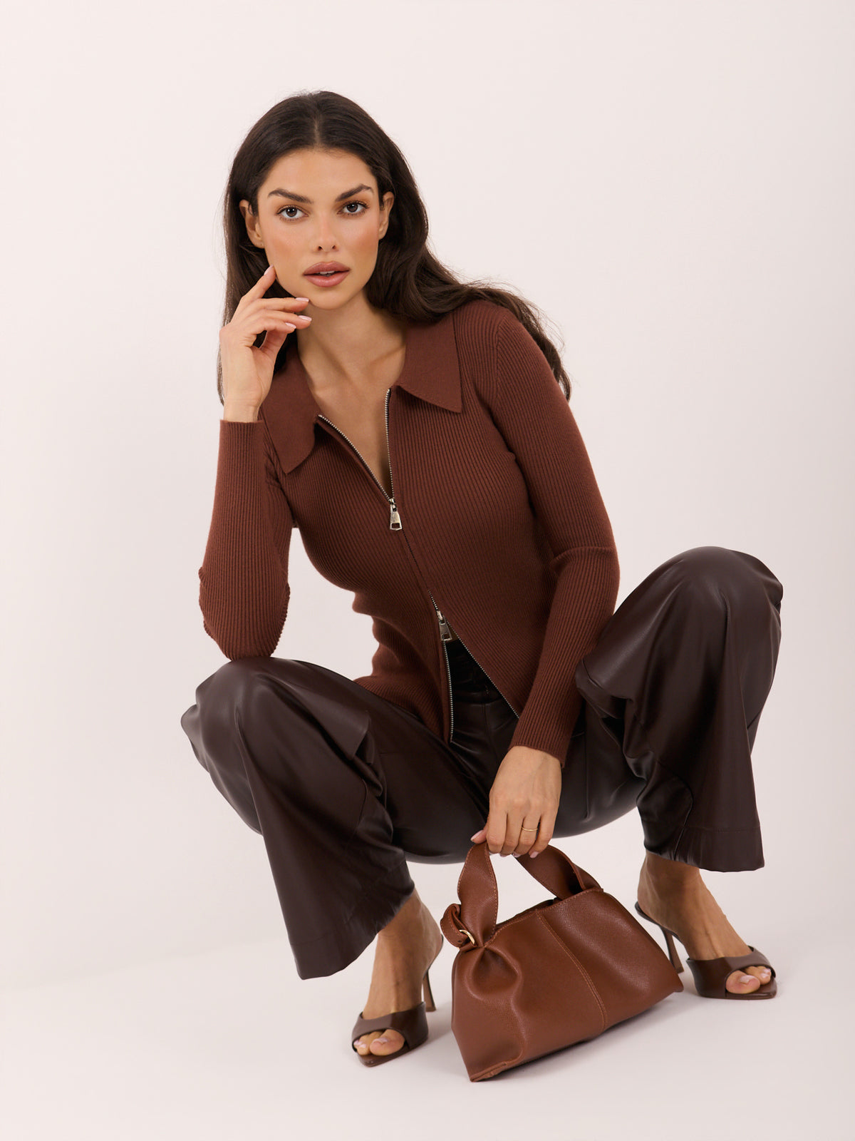 MELFIA® Polo-Pullover mit Doppelreißverschluss