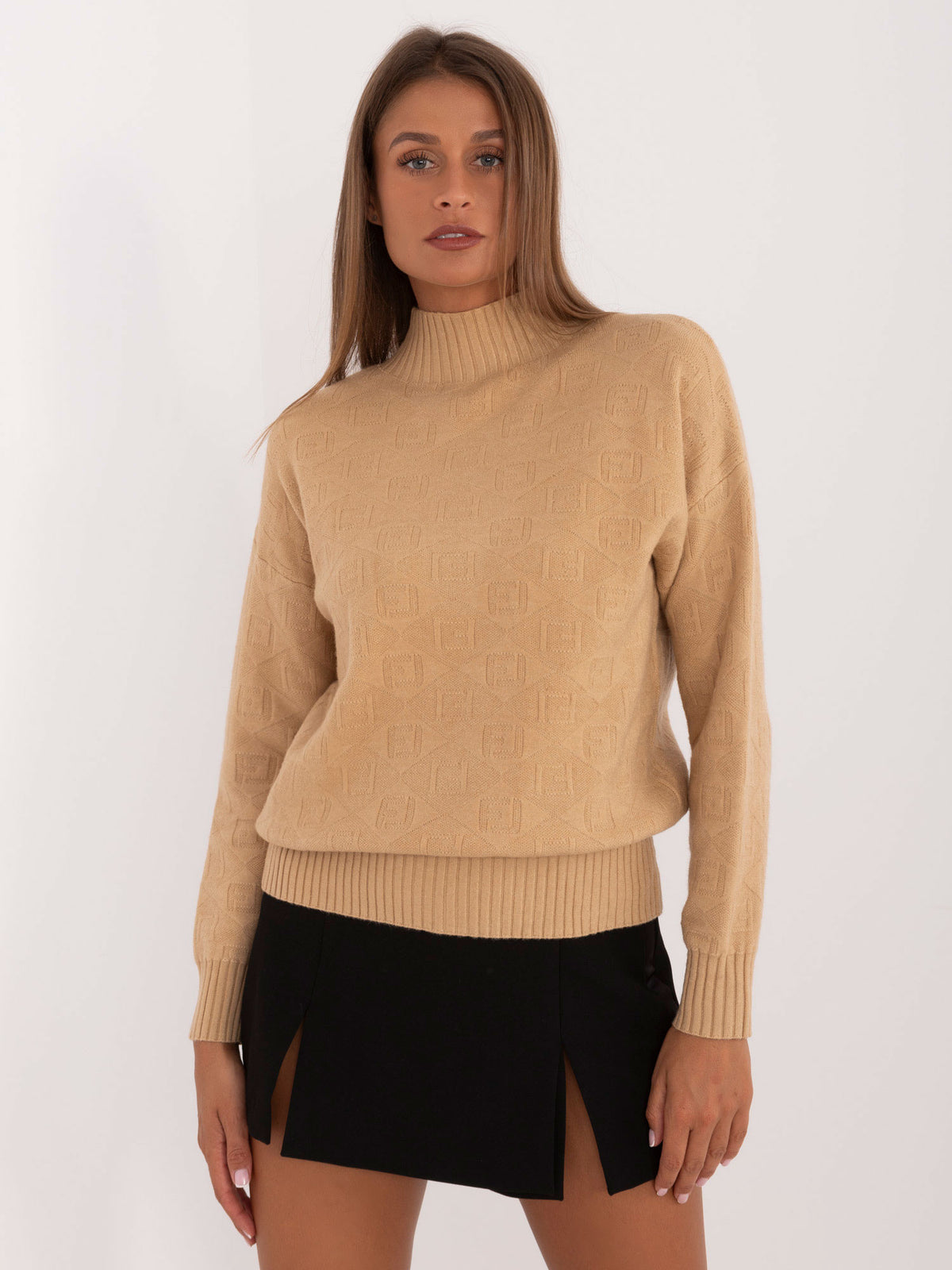 MELFIA – Musterpullover mit Stehkragen
