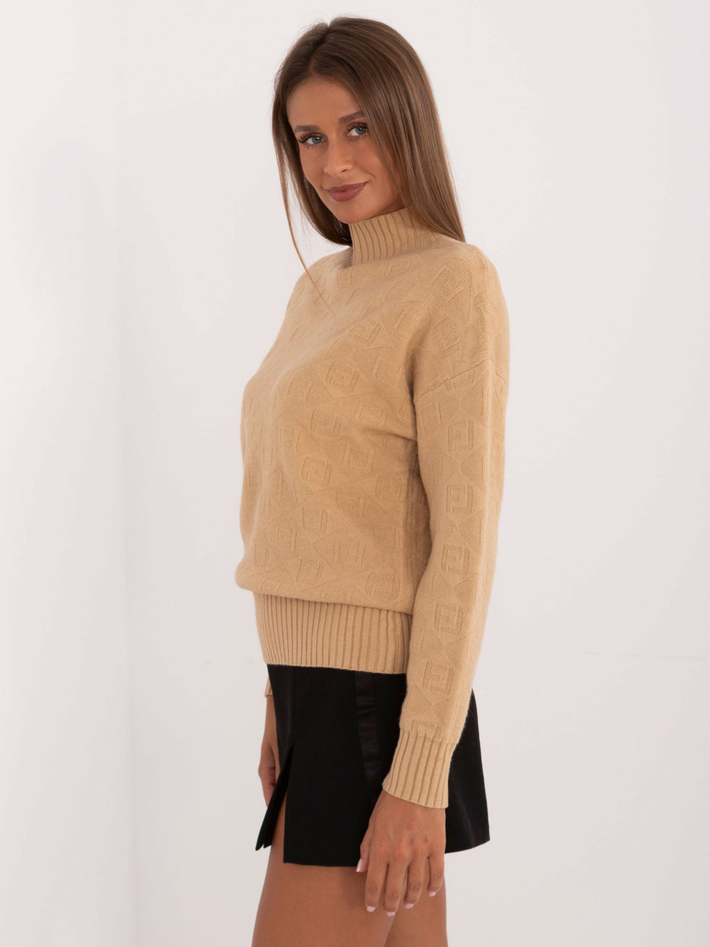 MELFIA – Musterpullover mit Stehkragen