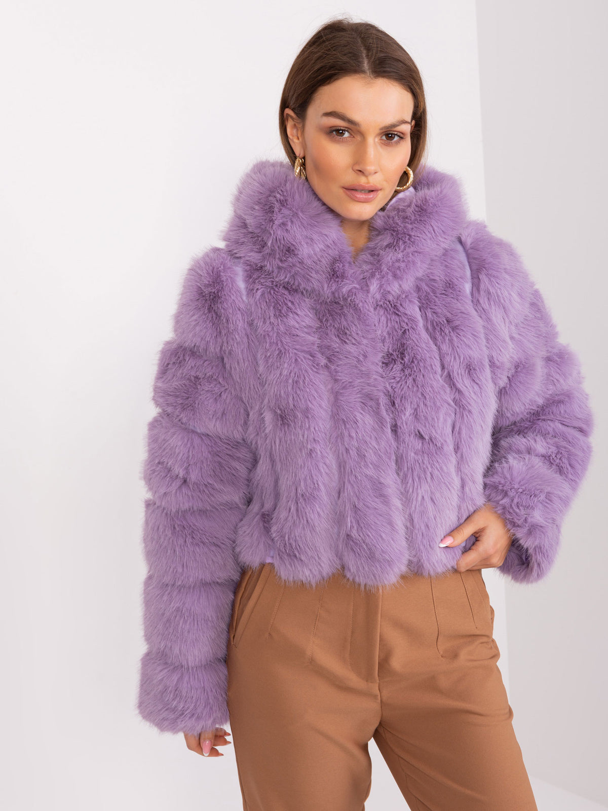 MELFIA Cropped Faux Fur Jacket