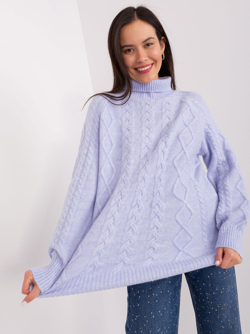 MELFIA – Damenpullover mit Zopfmuster und Rollkragen