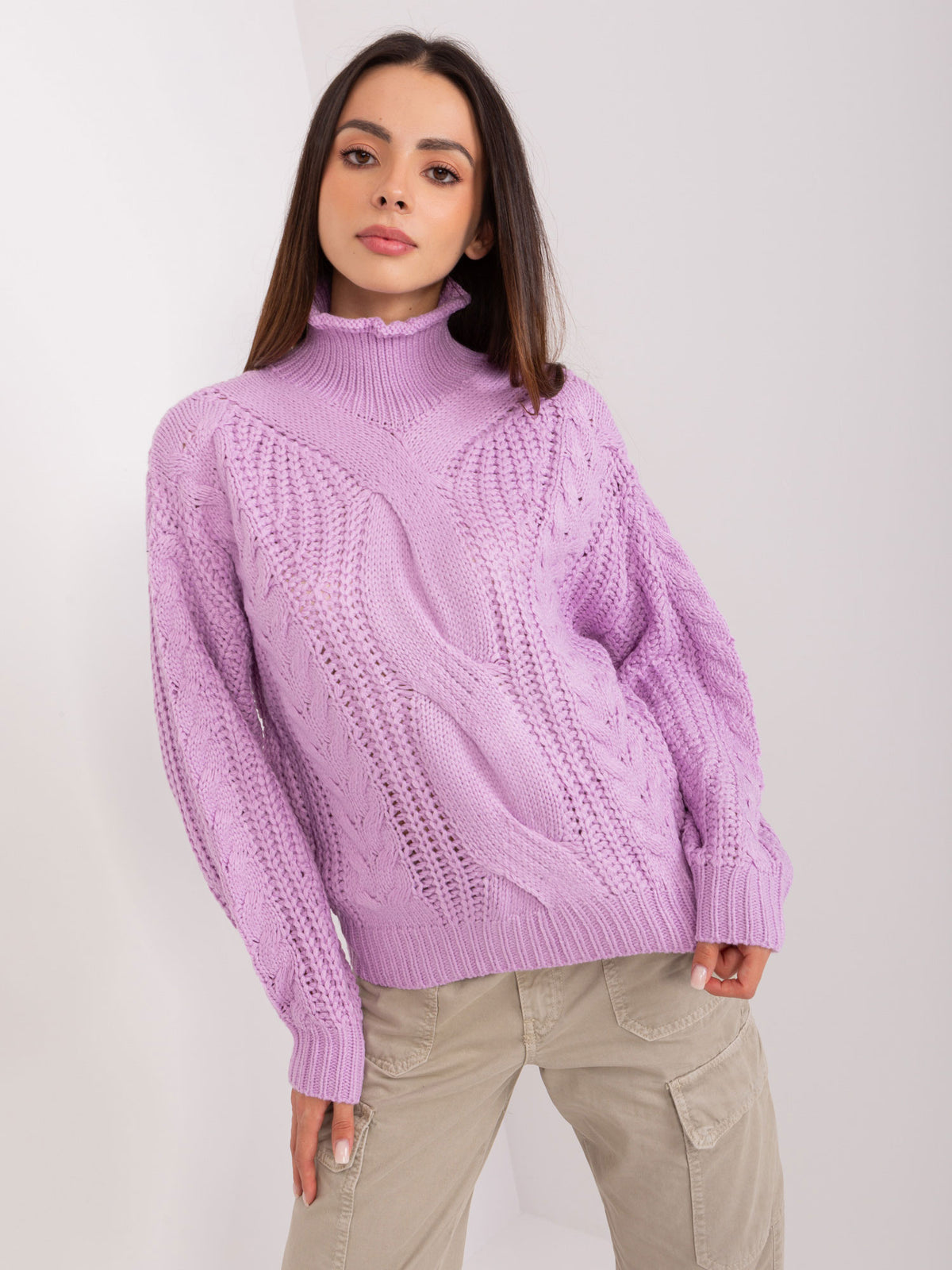 MELFIA – Damen Oversize-Pullover mit Zopfmuster