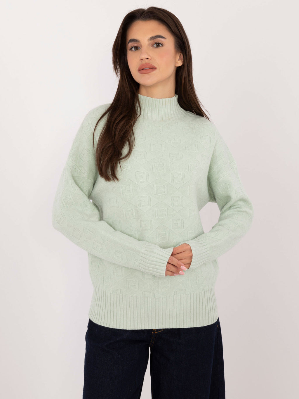 MELFIA – Musterpullover mit Stehkragen