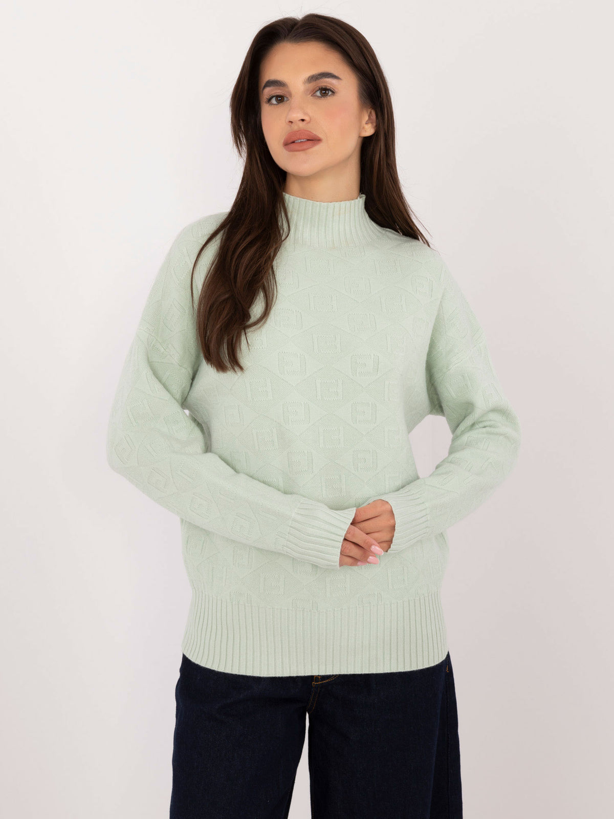 MELFIA – Musterpullover mit Stehkragen