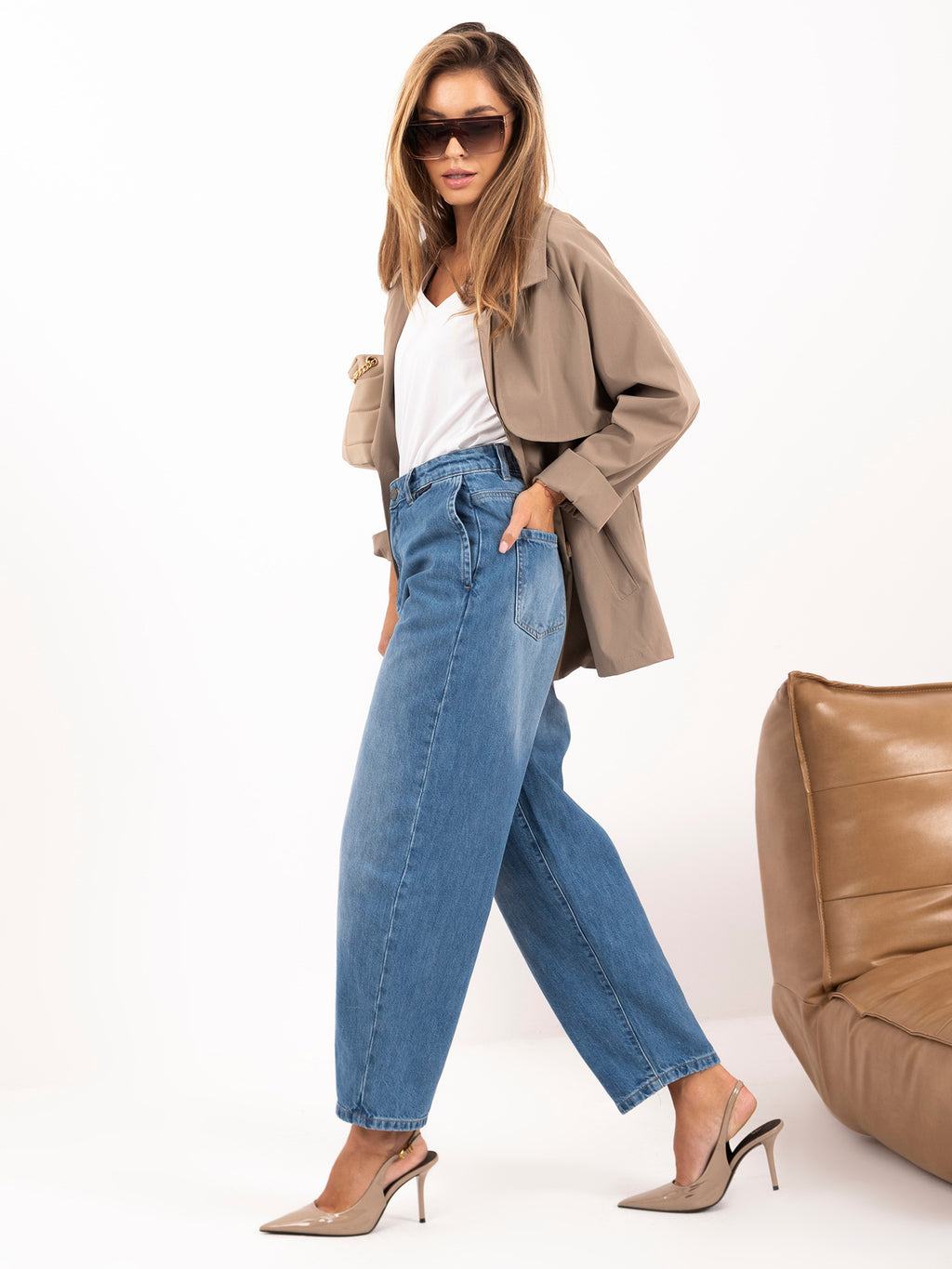 MELFIA LUNA 7/8 Wide-Leg Jeans in Hellblau