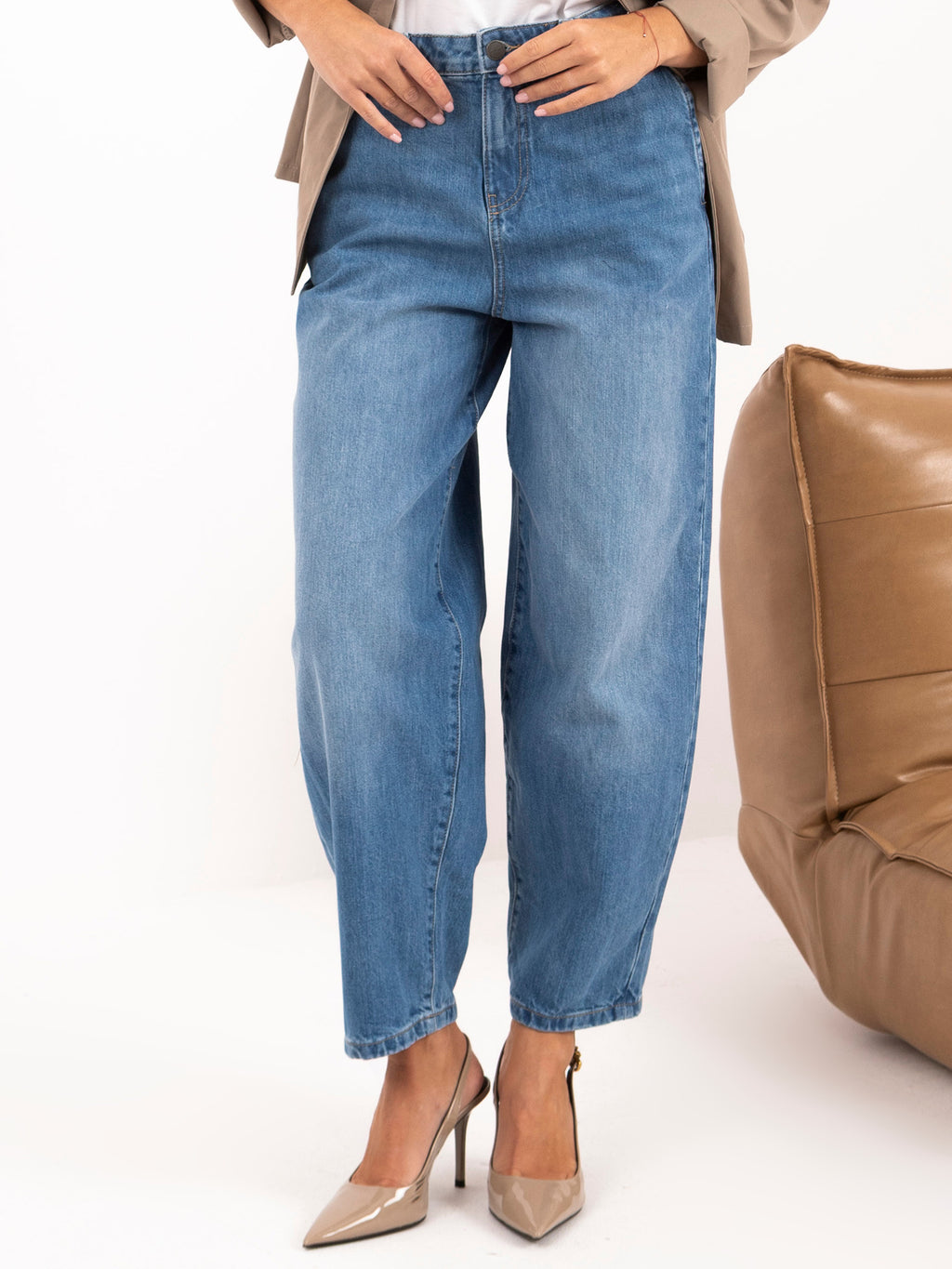 MELFIA LUNA 7/8 Wide-Leg Jeans in Hellblau