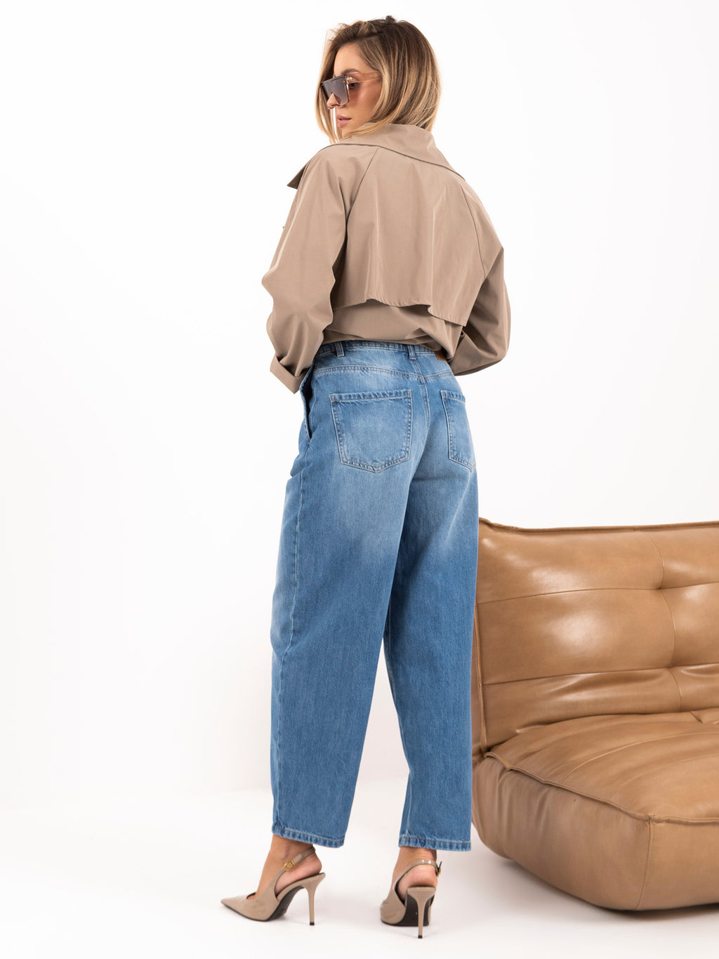 MELFIA LUNA 7/8 Wide-Leg Jeans in Hellblau