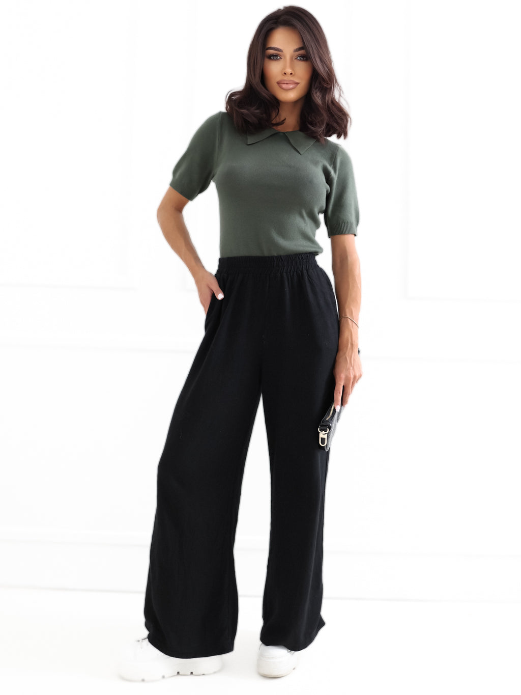 MELFIA® Damen-Polo-Pullover mit kurzen Ärmeln