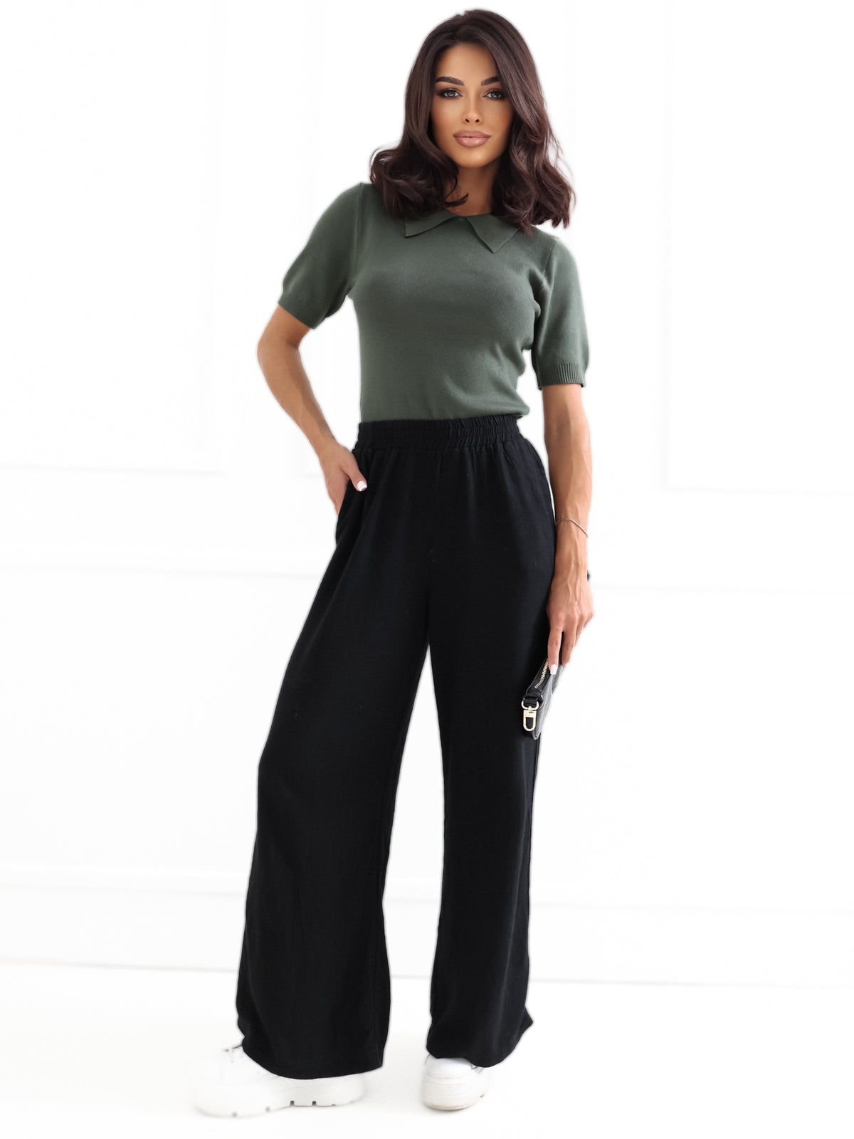 MELFIA® Damen-Polo-Pullover mit kurzen Ärmeln