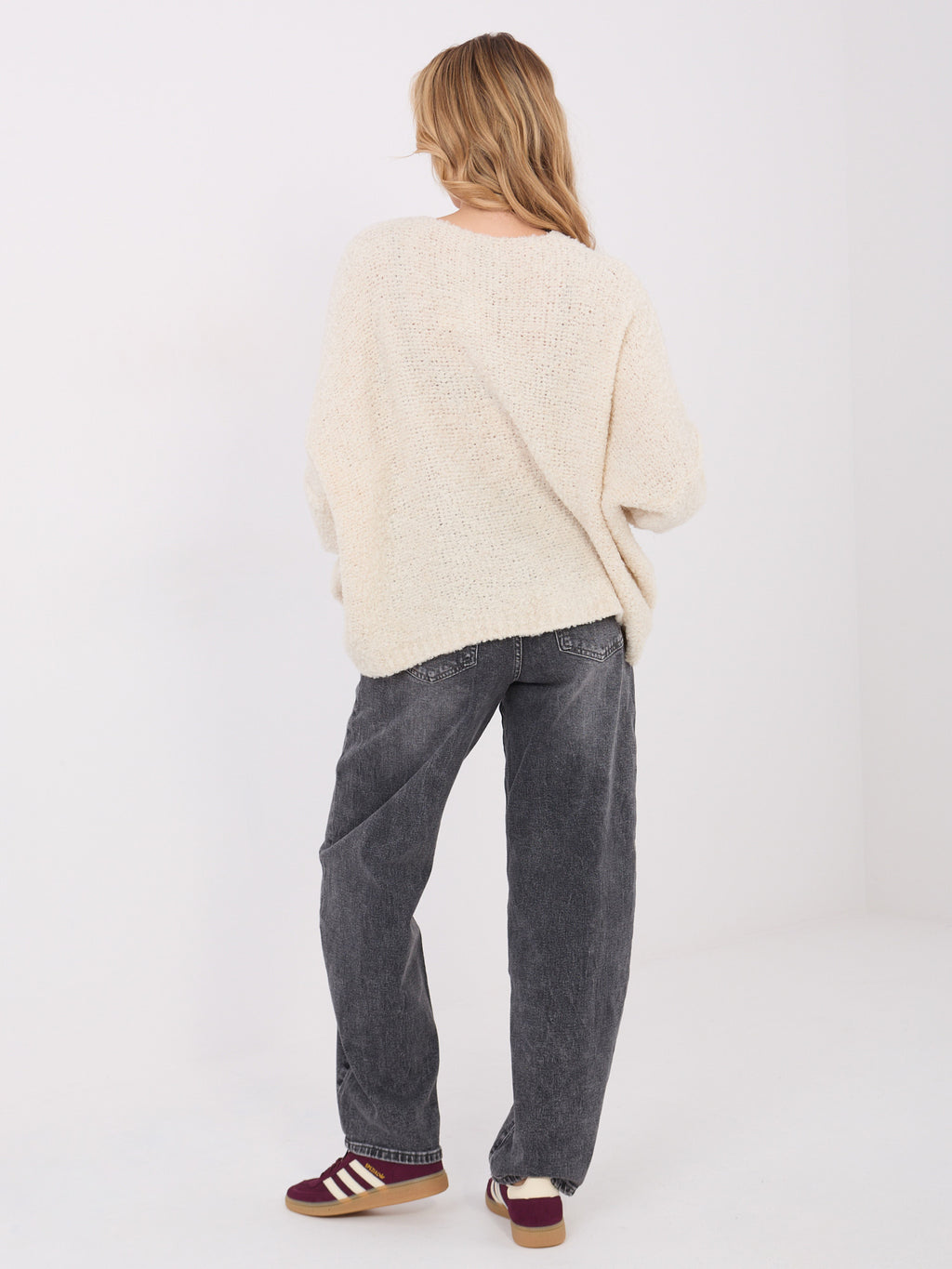 MELFIA® Bouclé-Pullover mit Zierknöpfen