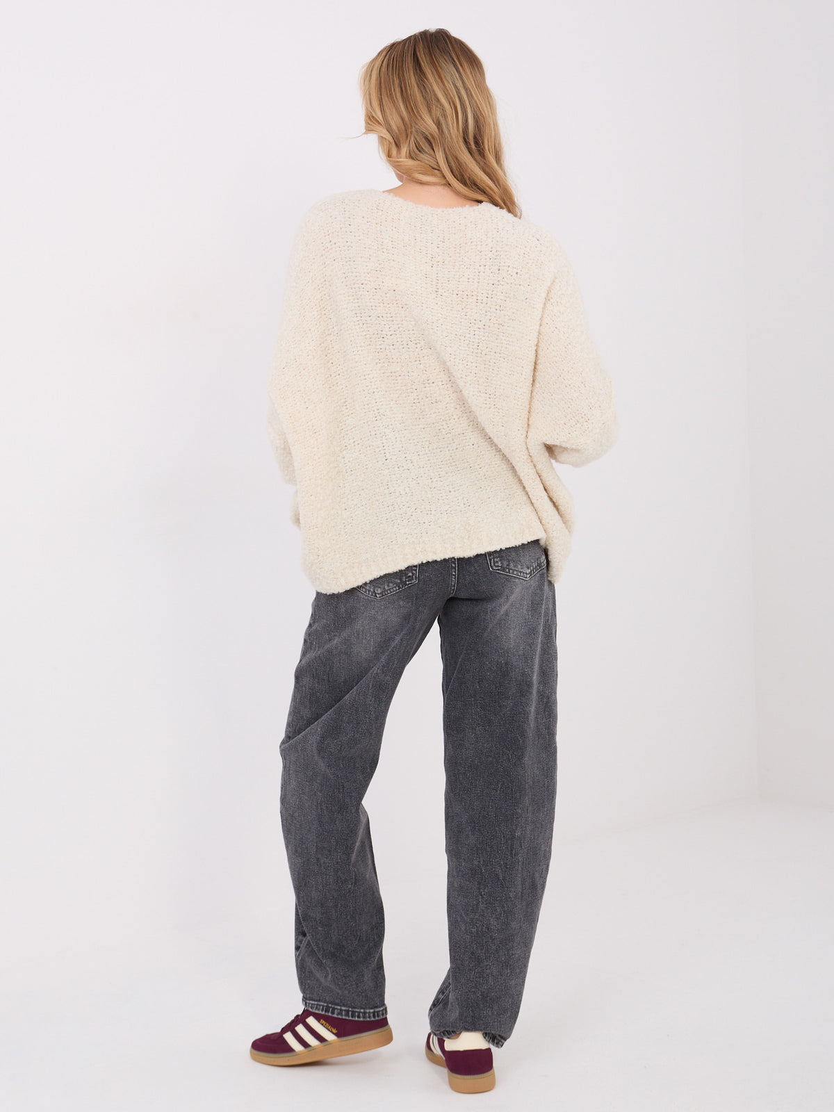 MELFIA® Bouclé-Pullover mit Zierknöpfen