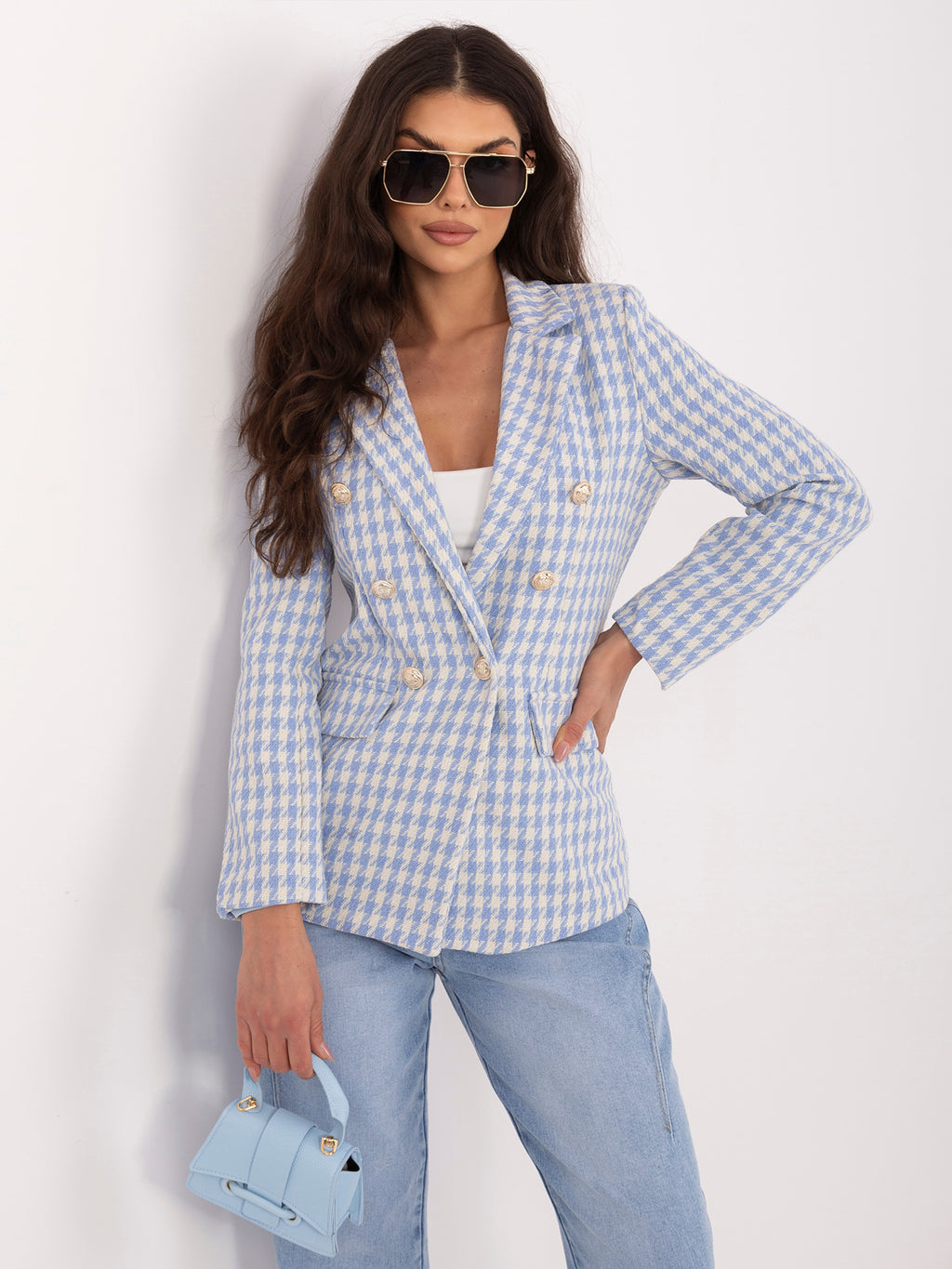 MELFIA Elegante Jacke im Hahnentrittmuster