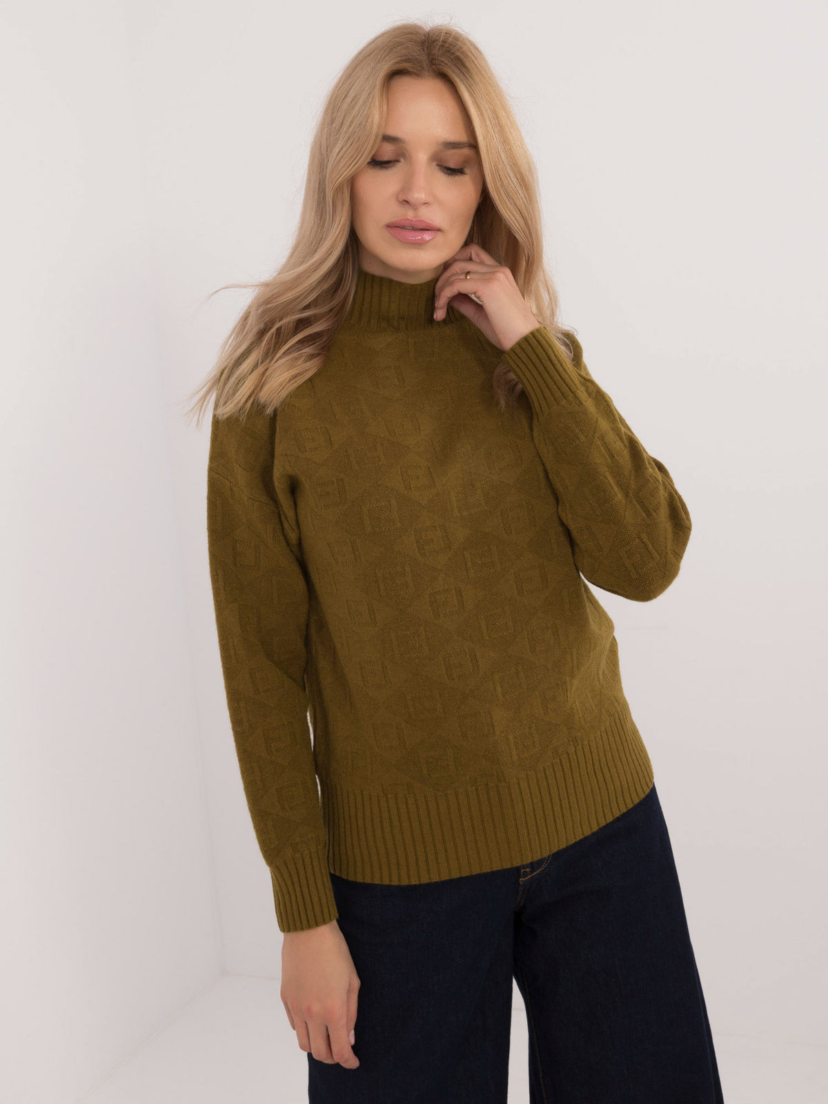 MELFIA – Musterpullover mit Stehkragen