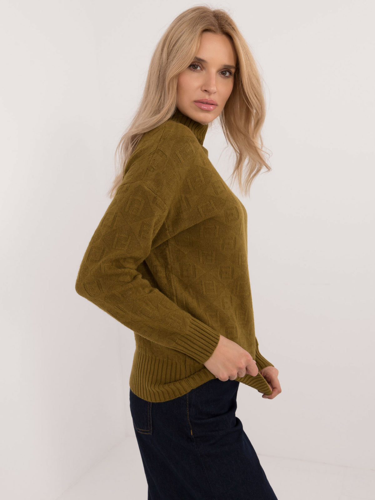 MELFIA – Musterpullover mit Stehkragen