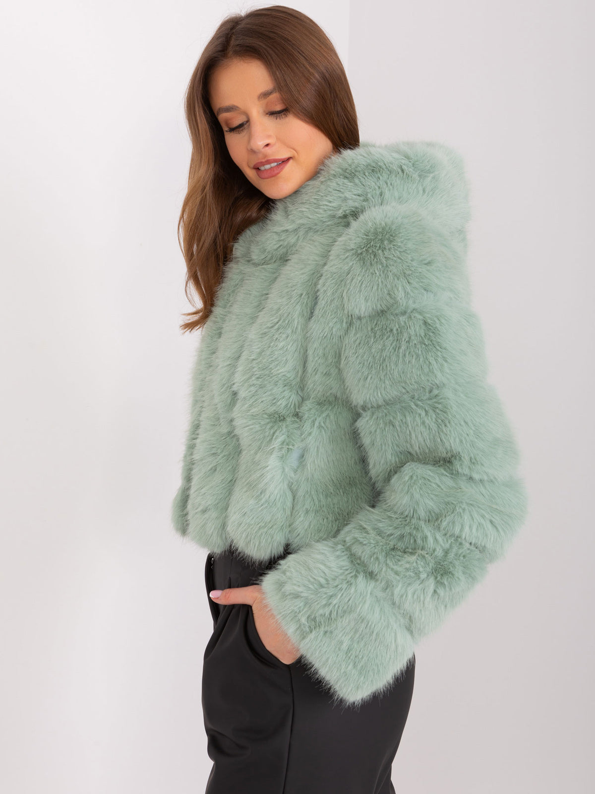 MELFIA Cropped Faux Fur Jacket