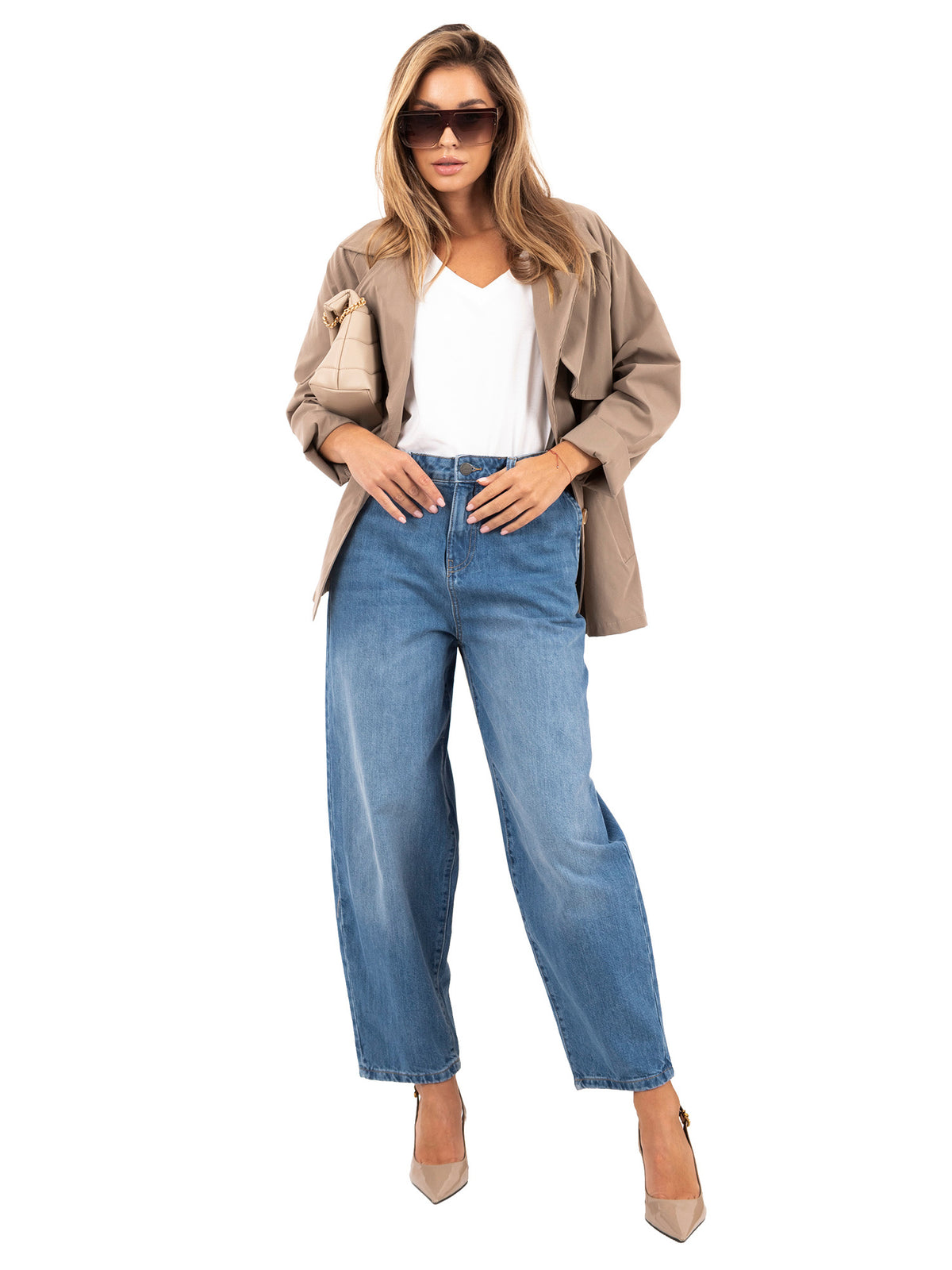 MELFIA LUNA 7/8 Wide-Leg Jeans in Hellblau