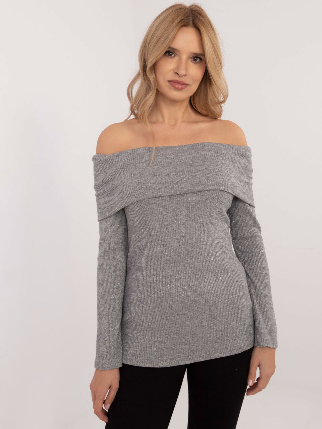 MELFIA Enganliegender Pullover mit Schalkragen