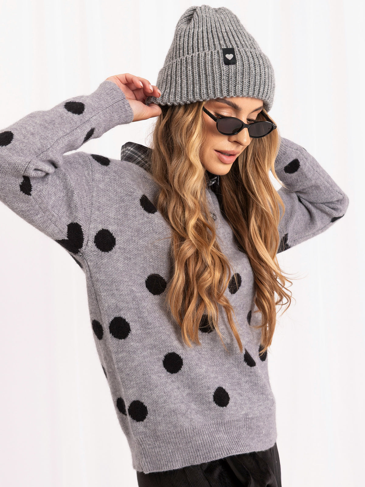MELFIA – Oversize-Pullover mit Punktmuster