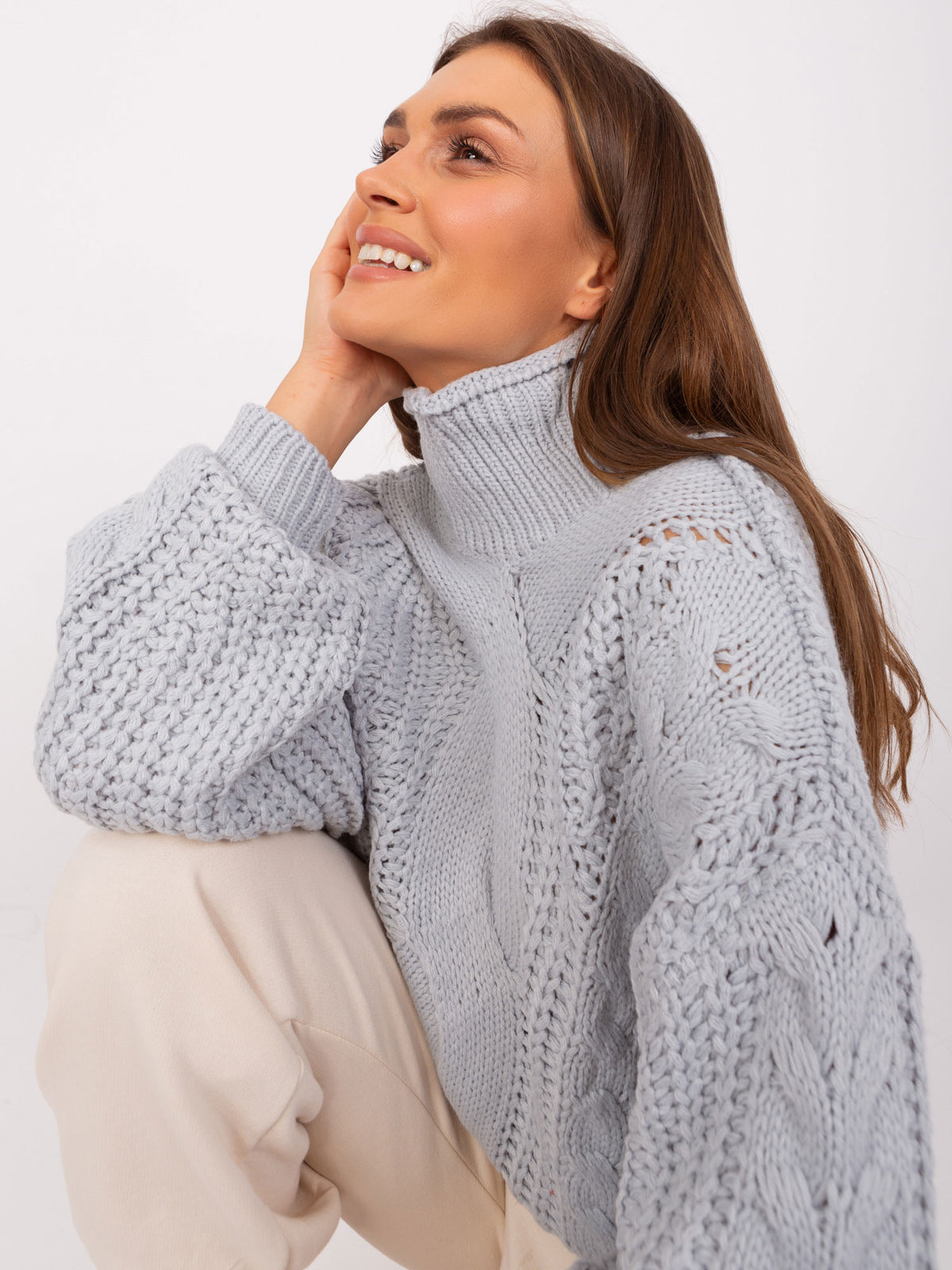 MELFIA – Damen Oversize-Pullover mit Zopfmuster