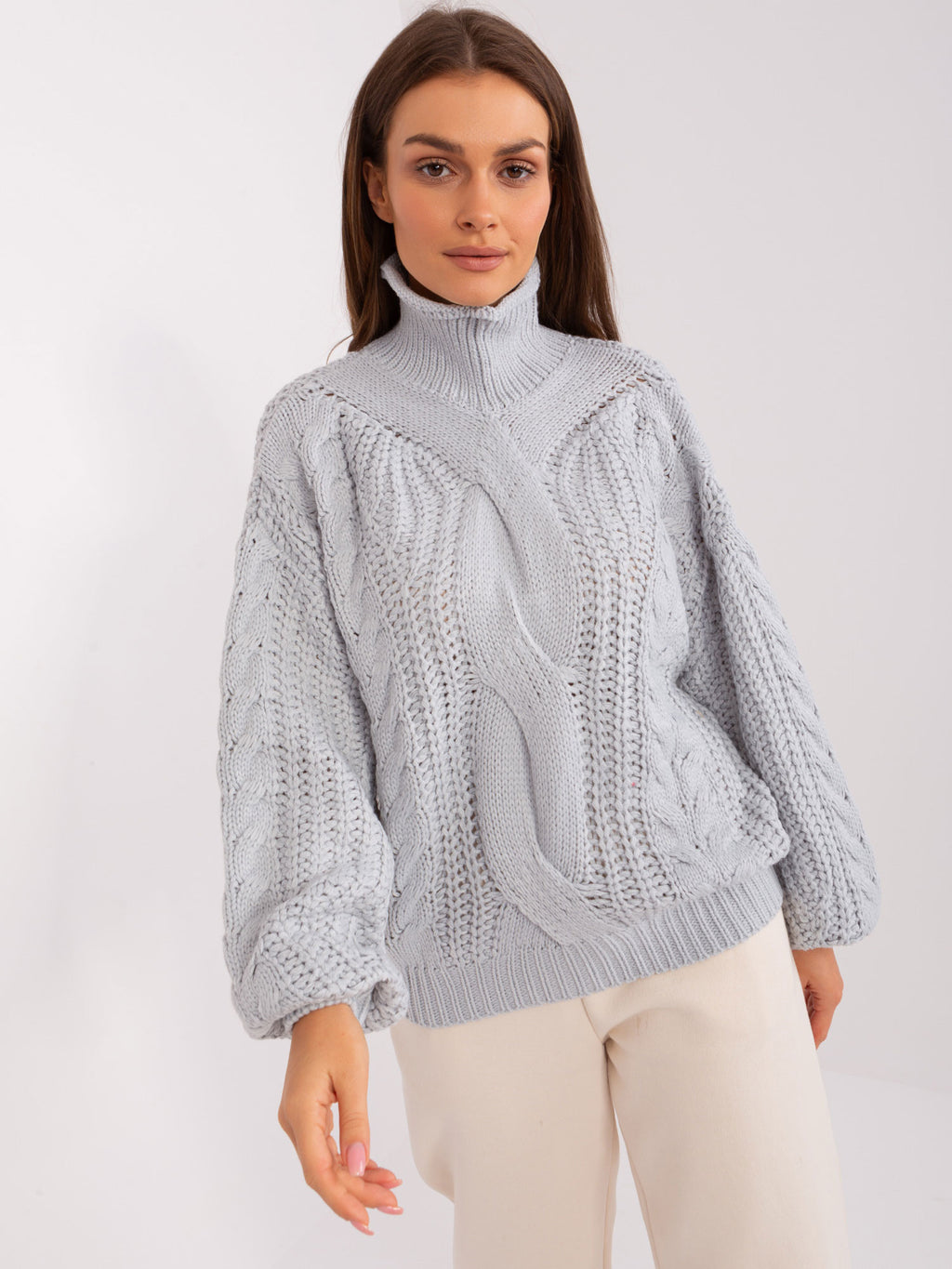 MELFIA – Damen Oversize-Pullover mit Zopfmuster