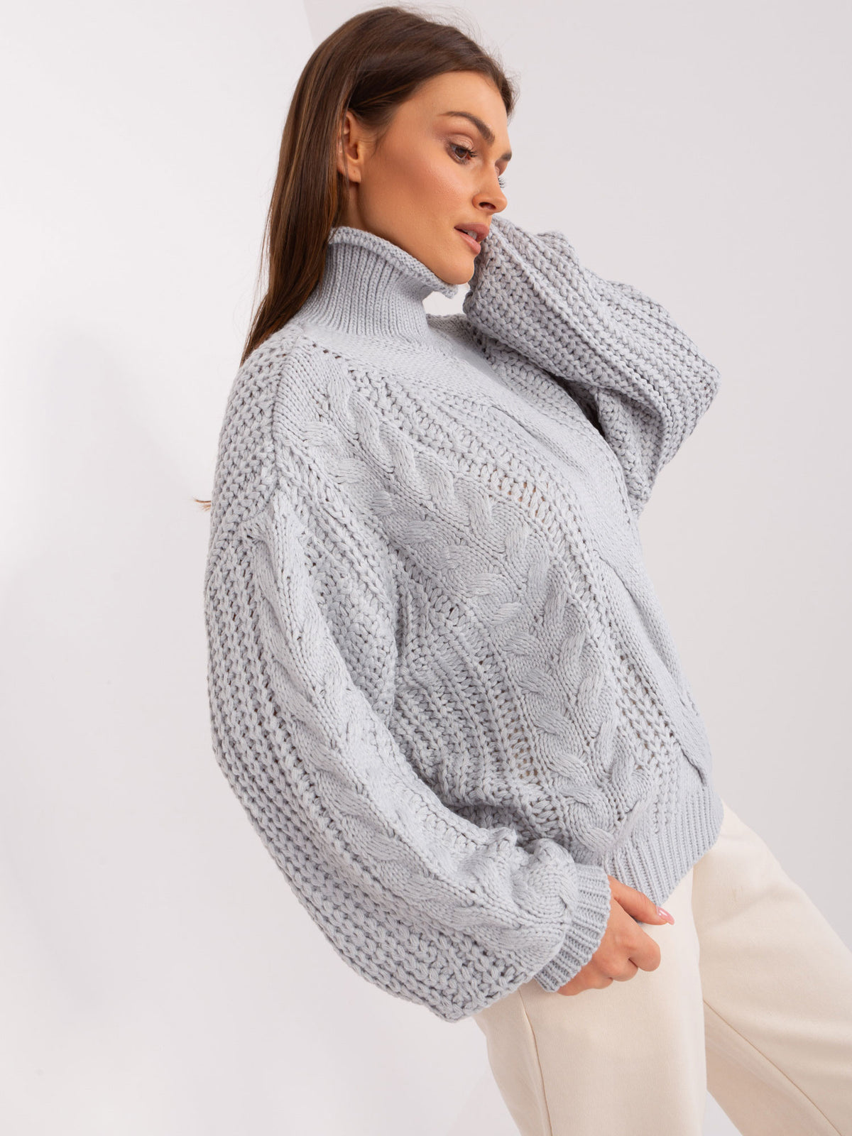 MELFIA – Damen Oversize-Pullover mit Zopfmuster