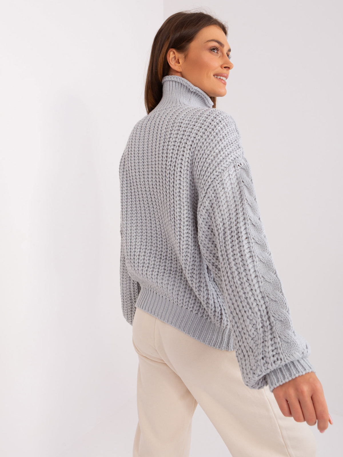 MELFIA – Damen Oversize-Pullover mit Zopfmuster