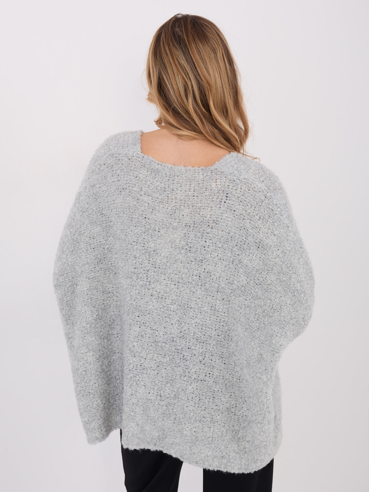 MELFIA® Bouclé-Pullover mit Zierknöpfen