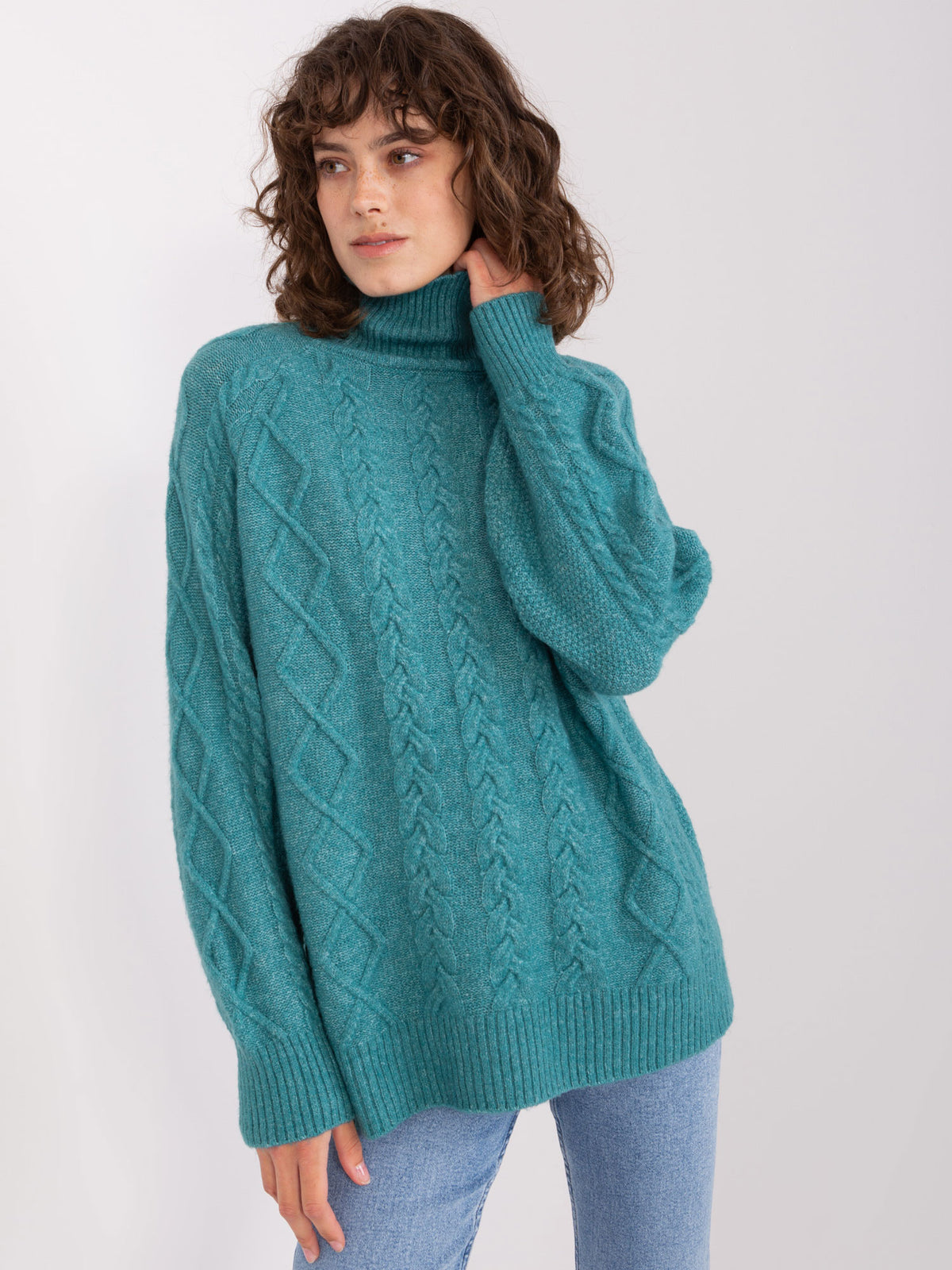 MELFIA – Damenpullover mit Zopfmuster und Rollkragen