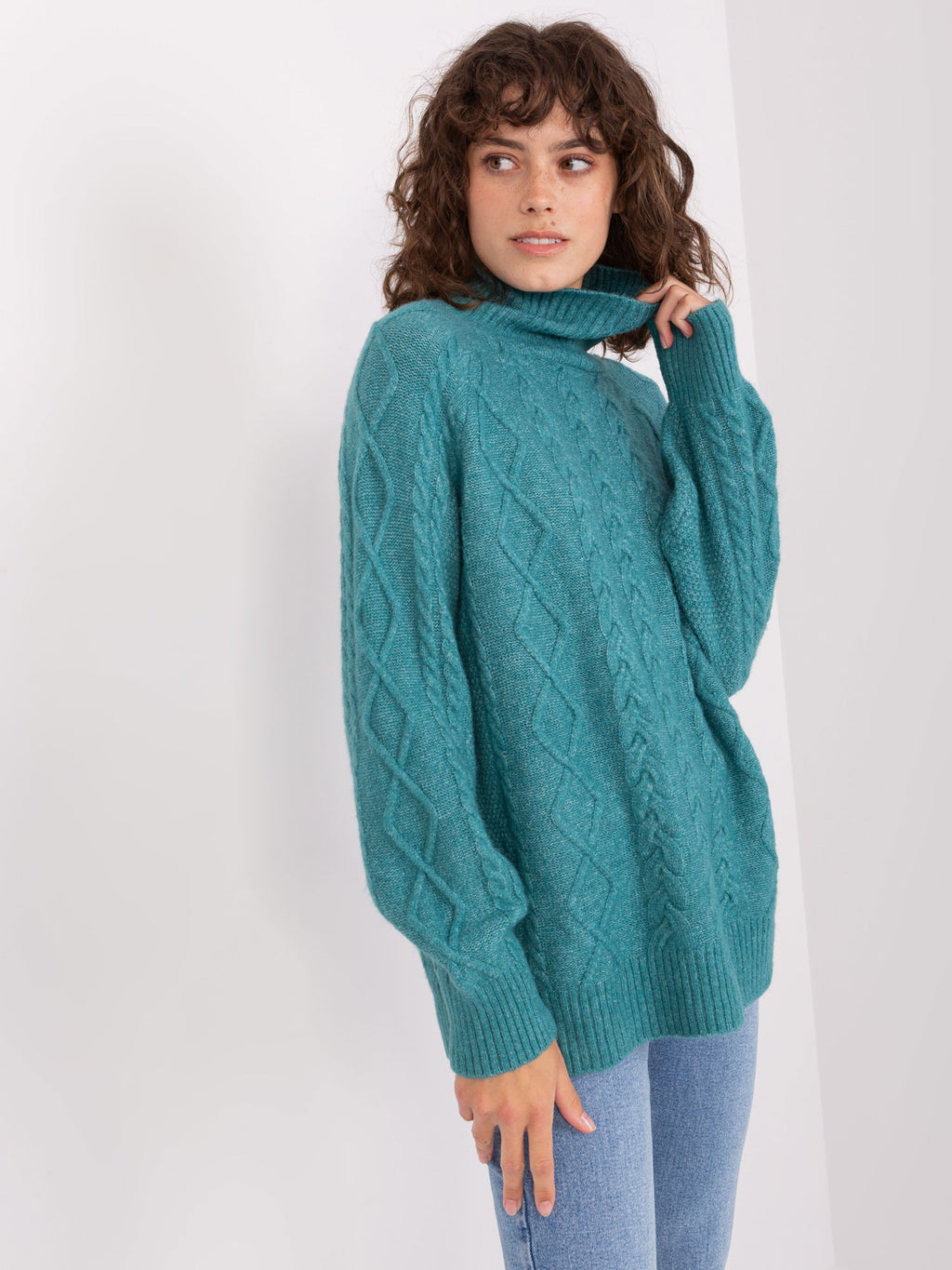 MELFIA – Damenpullover mit Zopfmuster und Rollkragen